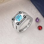 Gepersonaliseerde High School College Klasse Ring met geboortesteen en gegraveerde tekst Afstuderen Verjaardag Gift voor afgestudeerden