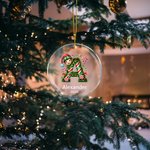 Personalized Santa Hat Elf Candy Cane Initial Christmas Ornament with Name Home Tree Decor Christmas Gift for Family Kids
