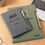 Personalised Logo PU Leather Binder Notebook with Name Slogan and Year Birthday Anniversary Gift for Friend Woman