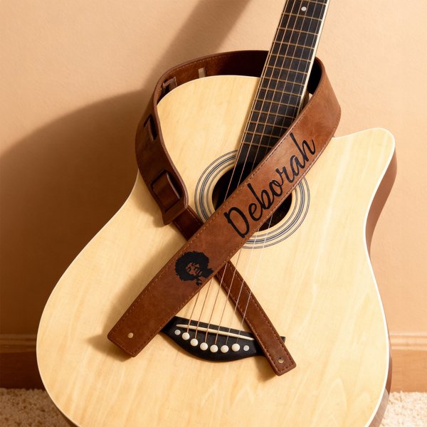 Personalised Guitar Elements PU Leather Guitar Shoulder Strap with Name Anniversary Birthday Gift for Guitar Players Lovers