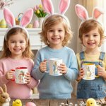 Personalised Cute Peter Rabbit Duck Sheep Multicolour 11/15 oz Ceramic Mug with Name and Coaster Easter Birthday Gift for Kids
