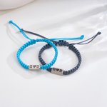 Personalised Multicolour Heart Matching Bracelet with Initials Set of 2 Anniversary Birthday Gift for Couple Lover