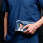 Personalised Vintage Cartoon Nurse Doctor Character PU Leather Hand Wallet with Name and Text Birthday Appreciation Gift for Medical Staff