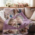 Manta suave personalizada con 5 a 9 fotos corazones y nombres de pareja regalo de San Valentín y aniversario para parejas