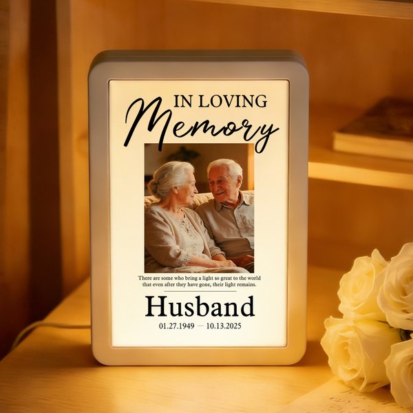 Personalized In Loving Memory LED Photo Frame Mirror with Nickname and Date Memorial Sympathy Gift for Loss of Loved One