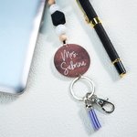 Personalized Pencil Tassel Bead Lanyard with Text Back to School Appreciation Teacher's Day Gift for Teachers Administrators