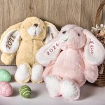 Personalised Bunny Stuffed Plush Toy with Glitter Name Easter Birthday Gift for Children