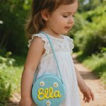 Personalizado Multicolor Lindo Daisy Paja Crossbody Bolsa con Nombre Viaje Playa Navidad Cumpleaños Regalo para Niñas Niños