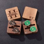 Personalised Multi-color Monogram Initial A Pair of Cufflinks Engraving Wood Box Wedding Anniversary Gift for Men