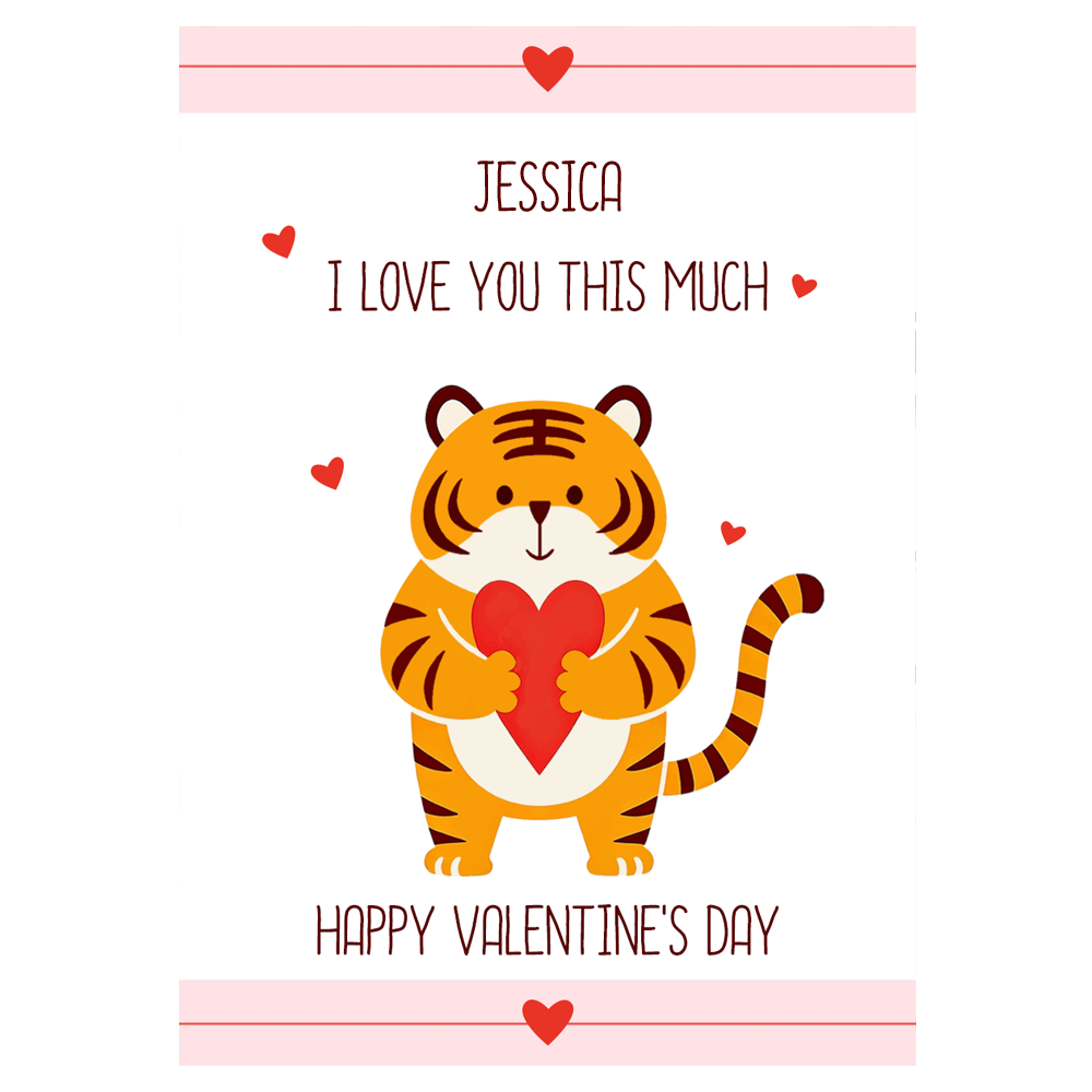 Tiger Holding Heart Valentine's Day Ecard