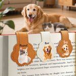 Personalised Oil Painting Style Pet Photo PU Leather Magnetic Bookmark Clip with Name Reading Accessories Birthday Gift for Pet Lovers