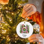 Personalized Santa Hat Elf Candy Cane Initial Christmas Ornament with Name Home Tree Decor Christmas Gift for Family Kids