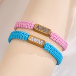 Personalised Multicolour Heart Matching Bracelet with Initials Set of 2 Anniversary Birthday Gift for Couple Lover