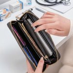 Personalised Vintage Cartoon Nurse Doctor Character PU Leather Hand Wallet with Name and Text Birthday Appreciation Gift for Medical Staff
