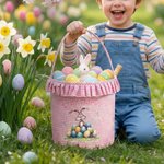 Panier d'oeufs de Pâques personnalisé multicolore avec nom et rangement quotidien Cadeau de Pâques pour garçons filles