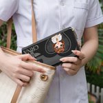 Personalised Vintage Cartoon Nurse Doctor Character PU Leather Hand Wallet with Name and Text Birthday Appreciation Gift for Medical Staff