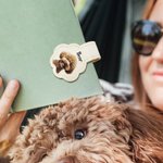 Personalised Oil Painting Style Pet Photo PU Leather Magnetic Bookmark Clip with Name Reading Accessories Birthday Gift for Pet Lovers