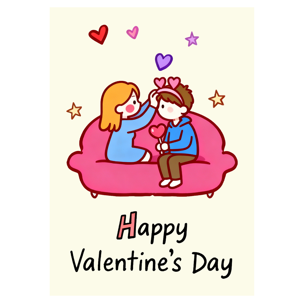 Pink Sofa Love Couple Valentine's Day Ecard