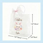 Personalisierte Floral Tiere klar Geschenk Tasche mit Namen und rosa Schleife Band Urlaub behandeln Verpackung Eier Jagd Ostern Party Favors Geschenk für Kinder