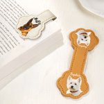Personalised Oil Painting Style Pet Photo PU Leather Magnetic Bookmark Clip with Name Reading Accessories Birthday Gift for Pet Lovers