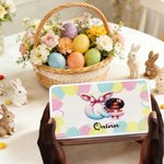 Personalised Cute Black Girl Bunny Initial Biscuit Tin Box with Text Storage Accessories Easter Party Gift for Girls