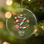 Personalized Santa Hat Elf Candy Cane Initial Christmas Ornament with Name Home Tree Decor Christmas Gift for Family Kids