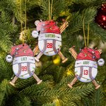 Ornement de Noël personnalisé en forme de chapeau de père Noël avec nom, numéro et année Décoration de l'arbre de Noël pour les amateurs de baseball 3