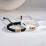 Personalised Multicolour Heart Matching Bracelet with Initials Set of 2 Anniversary Birthday Gift for Couple Lover