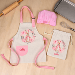 Henkilökohtainen seppele Söpö Peter Rabbit nimi Kid Esiliina Chef Hat Set säilytyslaukku ja etutasku leivonta pääsiäinen lasten päivä lahja lapsille
