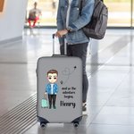 Gepersonaliseerde Cartoon Travel Character Love Airline 18-32 Inches Bagagehoes met Naam Reisaccessoires Verjaardag Vakantie Cadeau voor Vrienden