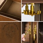 Personalised Multi-Compartment Retro Bookcase Design Wooden Armoire Jewellery Box with Name and Initial Birthday Valentine's Day Wedding Gift for Women