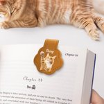 Personalised Oil Painting Style Pet Photo PU Leather Magnetic Bookmark Clip with Name Reading Accessories Birthday Gift for Pet Lovers