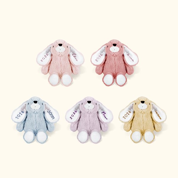 Personalised Bunny Stuffed Plush Toy with Glitter Name Easter Birthday Gift for Children