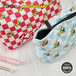 Personalizzato Cartoon Carino Marsupilami Corduroy Checkerboard Makeup Bag con nome Viaggio Regalo di compleanno per le donne | Callie × Marsupilami ®
