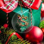Personalized Santa Hat Elf Candy Cane Initial Christmas Ornament with Name Home Tree Decor Christmas Gift for Family Kids