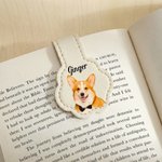 Personalised Oil Painting Style Pet Photo PU Leather Magnetic Bookmark Clip with Name Reading Accessories Birthday Gift for Pet Lovers