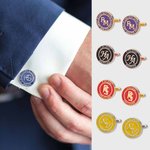 Personalised Multi-color Monogram Initial A Pair of Cufflinks Engraving Wood Box Wedding Anniversary Gift for Men
