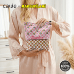 Personalizzato Cartoon Carino Marsupilami Corduroy Checkerboard Makeup Bag con nome Viaggio Regalo di compleanno per le donne | Callie × Marsupilami ®