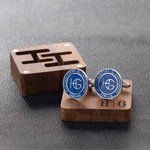 Personalised Multi-color Monogram Initial A Pair of Cufflinks Engraving Wood Box Wedding Anniversary Gift for Men