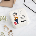 Personalised Cute Cartoon Character PU Leather Jewellery Box with Text and Name Travel Essential Birthday Anniversary Gift for Women
