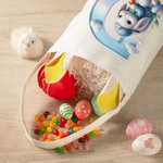Cestino di Pasqua personalizzato con il nome del coniglio Cartoon iniziale con orecchie da coniglio, accessorio per la caccia alle uova, regalo di Pasqua per bambini e bambine.