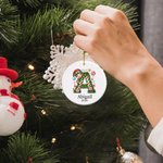 Personalized Santa Hat Elf Candy Cane Initial Christmas Ornament with Name Home Tree Decor Christmas Gift for Family Kids
