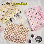 Personalizzato Cartoon Carino Marsupilami Corduroy Checkerboard Makeup Bag con nome Viaggio Regalo di compleanno per le donne | Callie × Marsupilami ®