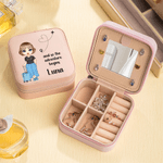 Personalised Cute Cartoon Character PU Leather Jewellery Box with Text and Name Travel Essential Birthday Anniversary Gift for Women