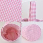 Personalised Cute Faux-Yarn Effect Bunny Carrot Flower Plaid Easter Basket with Name Daily Use Happy Easter Gift for Boys Girls