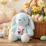 Personalised Easter Black Girl Rabbit Ears Bow Initial Soft Bunny Plush Stuffed Toy with Name First Easter Gift for Newborns Kids