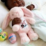 Personalised Easter Black Girl Rabbit Ears Bow Initial Soft Bunny Plush Stuffed Toy with Name First Easter Gift for Newborns Kids