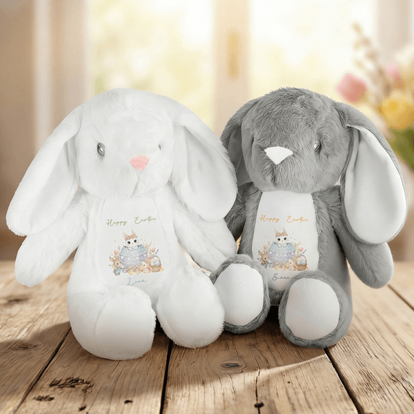 Personalized Cute Rabbit Chick Easter Egg Design Stuffed Bunny Plush Toy with Name Happy Easter Gift for Kids Babies