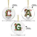 Personalized Santa Hat Elf Candy Cane Initial Christmas Ornament with Name Home Tree Decor Christmas Gift for Family Kids