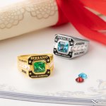 Gepersonaliseerde High School College Klasse Ring met geboortesteen en gegraveerde tekst Afstuderen Verjaardag Gift voor afgestudeerden